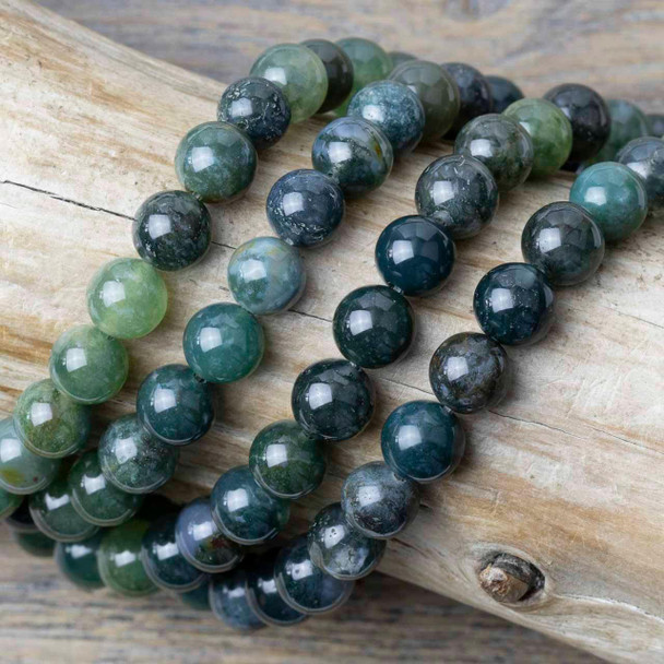 Moss Agate 8mm Round Beads - 15 inch strand