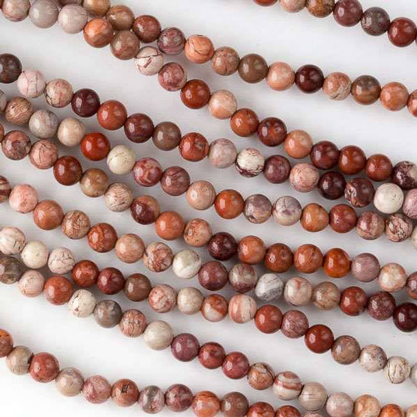 Mexican Red Porcelain Jasper 4mm Round Beads - 16 inch strand