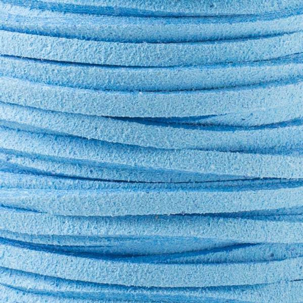 Carolina Blue Microsuede 1.5mm Thick, 2mm Wide Flat Cord - 1 yard