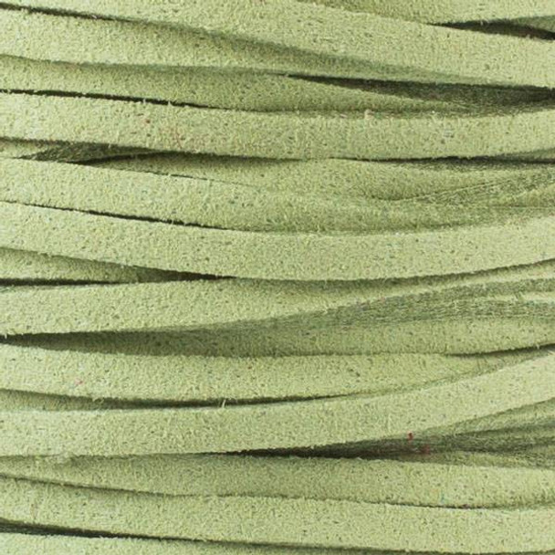 Moss Green Microsuede 1.5mm Thick, 2mm Wide Flat Cord - 25 yard spool