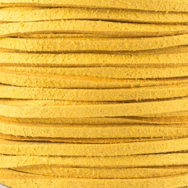 Mustard Yellow Microsuede 1.5mm Thick, 2mm Wide Flat Cord - 100 yard spool