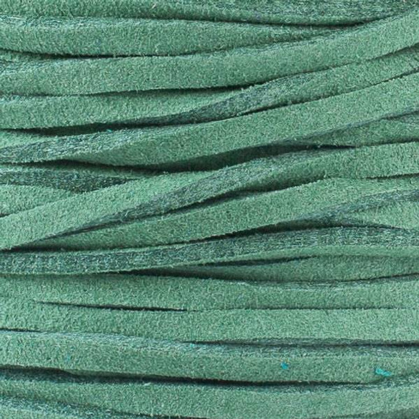 Pine Green Microsuede 1.5mm Thick, 2mm Wide Flat Cord - 100 yard spool