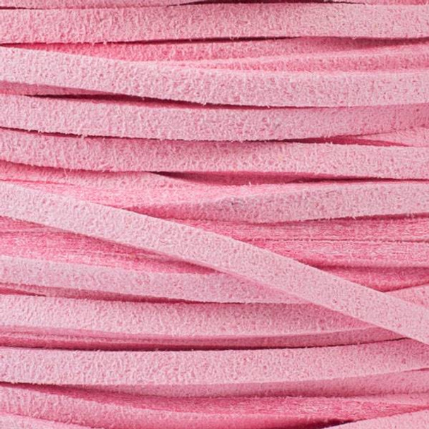 Pink Microsuede 1.5mm Thick, 2mm Wide Flat Cord - 1 yard