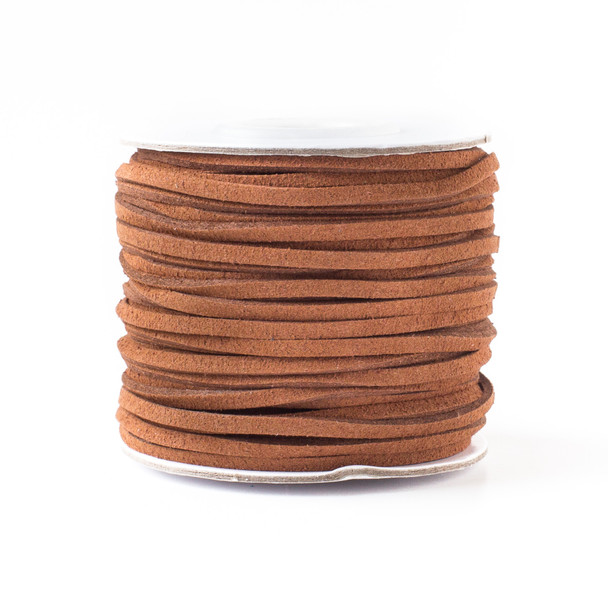 Sienna Brown Microsuede 1.5mm Thick, 2mm Wide Flat Cord - 100 yard spool