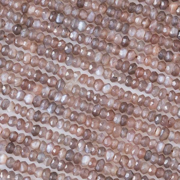 Mystic Chocolate Moonstone 2x4mm Faceted Rondelle Beads - 13 inch strand
