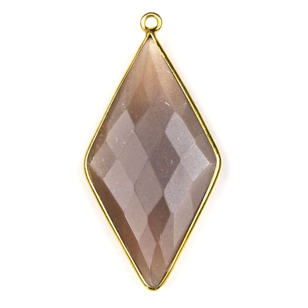 Mystic Moonstone approximately 21x44mm Diamond Drop with a Gold Plated Brass Bezel - 1 per bag