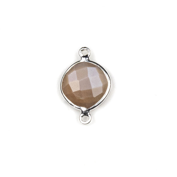 Mystic Moonstone approximately 14x21mm Rounded Diamond Link with a Silver Plated Brass Bezel - 1 per bag