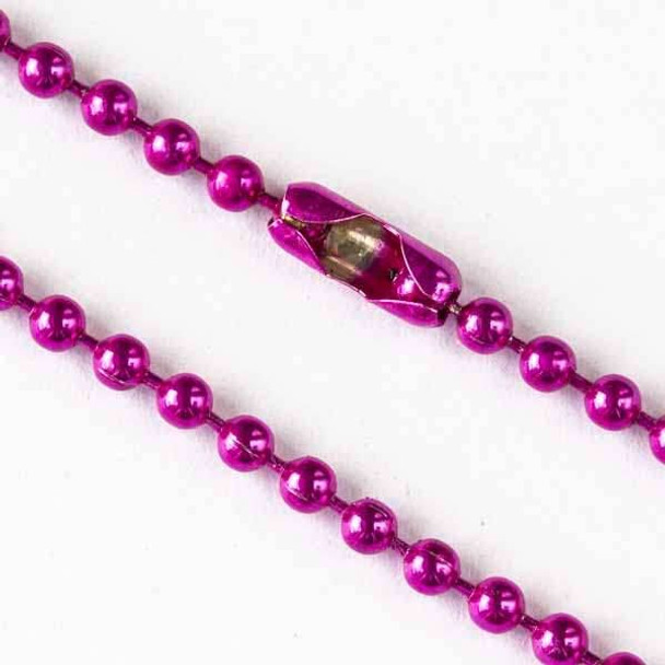 Base Metal Fuchsia Pink 24 inch 2.5mm Ball Chain Necklace