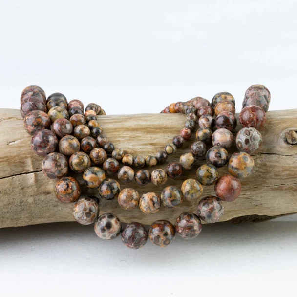varied patterns and earthy colored round beads