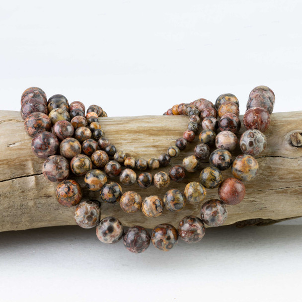 Cherry Tree Beads Leopard Skin Jasper Round Beads - 15 inch strand 