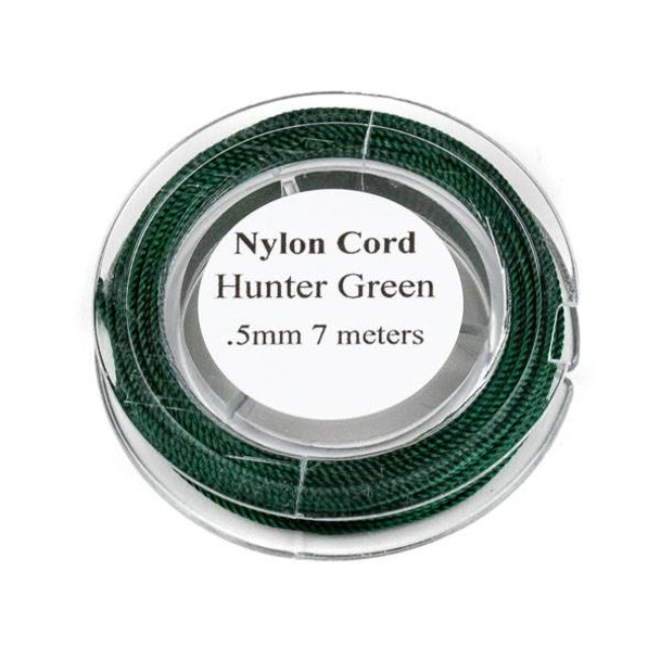 Nylon Cord - Hunter Green, .5mm, 7 meter spool