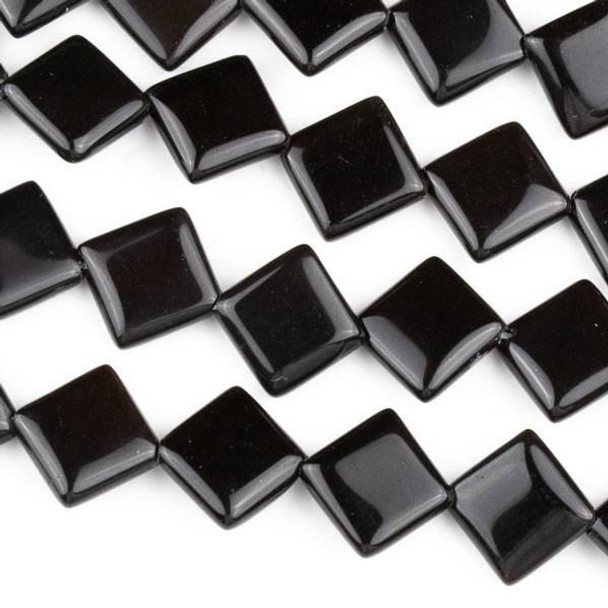 Cherry Tree Beads Black Obsidian 10mm Diagonal Drilled Square Beads - approx. 8 inch strand, Set A 