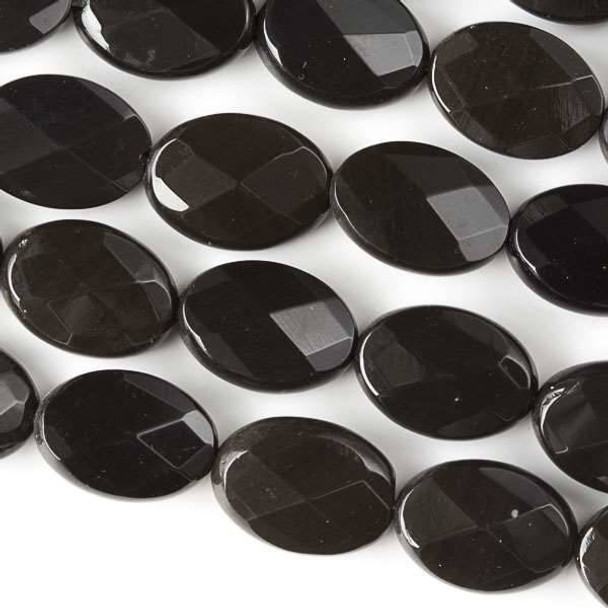 Black Obsidian Faceted 10x14mm Oval Beads - approx. 8 inch strand, Set B