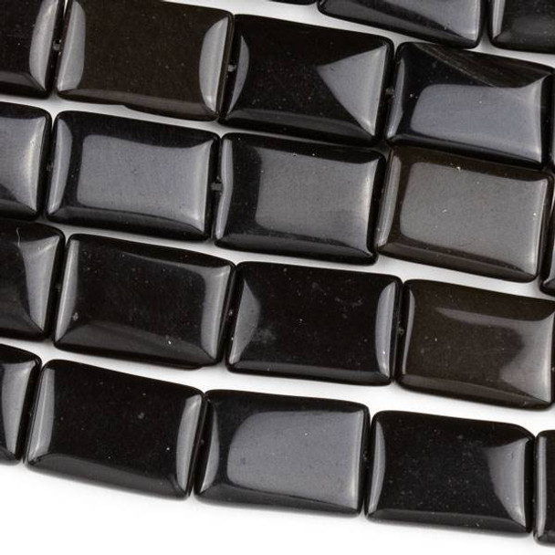 Black Obsidian 10x14mm Rectangle Beads - approx. 8 inch strand, Set A
