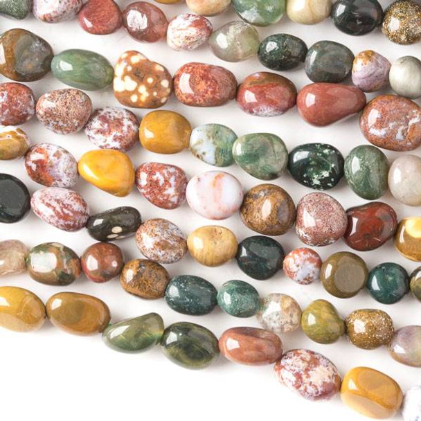 Ocean Jasper approximately 7x10mm Pebble Beads - 16 inch strand