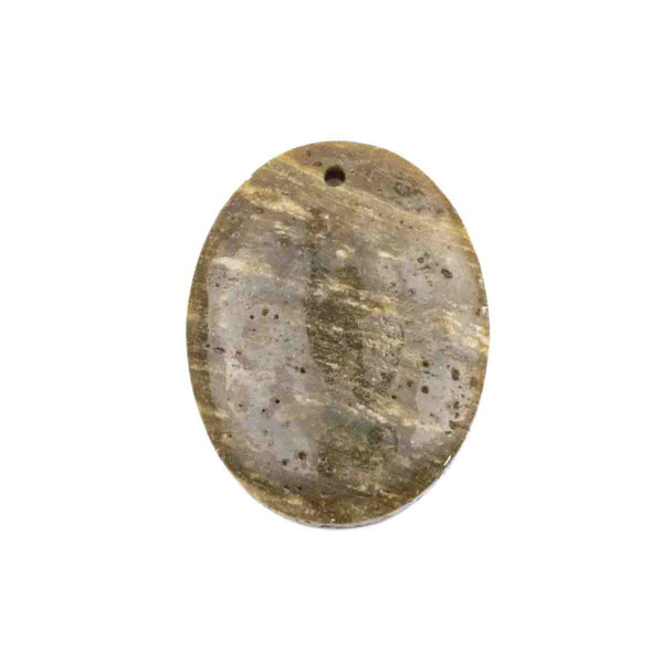 Ocean Jasper 35x45mm Top Front to Back Drilled Oval Pendant with a Flat Back - 1 per bag