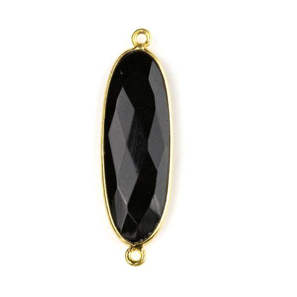Onyx 12x38mm Faceted Oval Link with a Gold Plated Brass Bezel