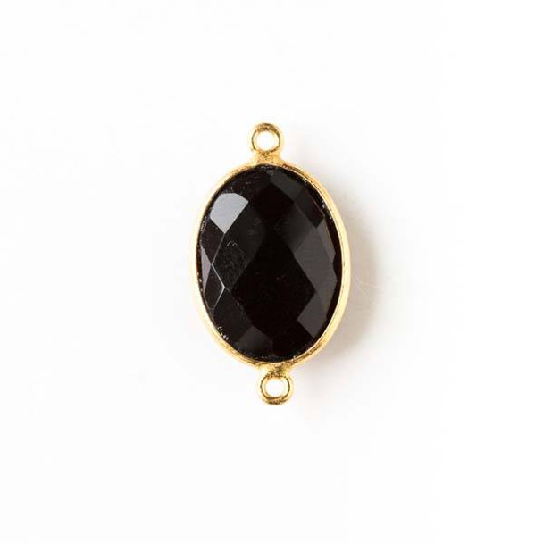 Onyx 13x23mm Oval Link with a Gold Plated Brass Bezel