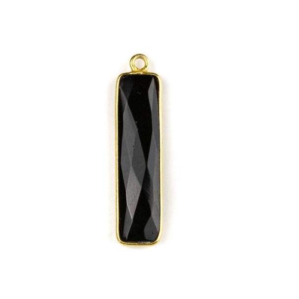 Onyx 7x30mm Rectangle Drop with a Gold Plated Brass Bezel