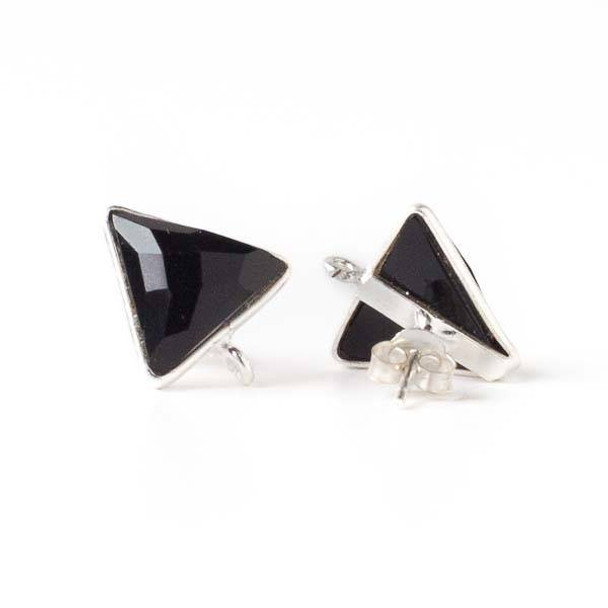 Onyx 13x15mm Triangle Sterling Silver Stud Earrings with Jump Ring Loop