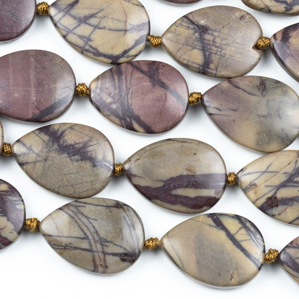 Purple Cherry Creek Jasper 18x25mm Teardrop Beads - knotted 16 inch strand