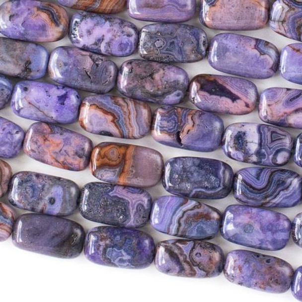 Purple Crazy Lace Agate 8x14mm Rectangle Beads - 8 inch strand