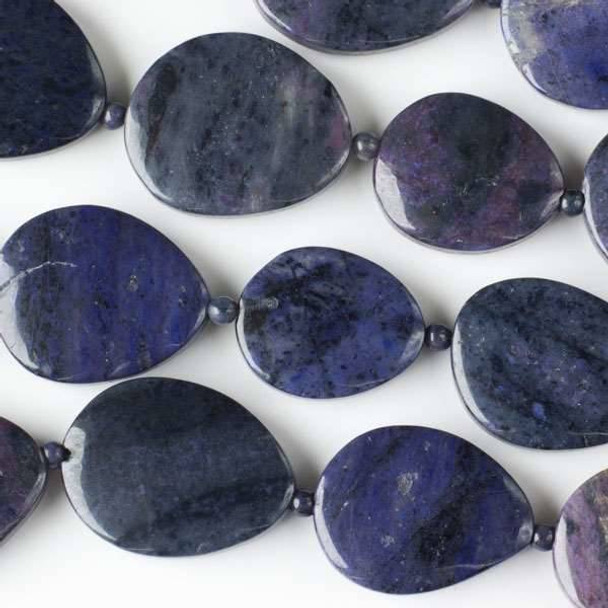 Purple Dumortierite 23x28-30x35mm Slabs alternating with 4mm Rounds - approx. 8 inch strand