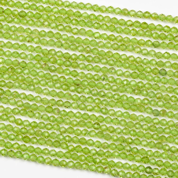Cherry Tree Beads Peridot 3mm Faceted Round Beads - 15 inch strand 
