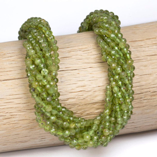 Cherry Tree Beads Peridot 4mm Faceted Round Beads - 15 inch strand 