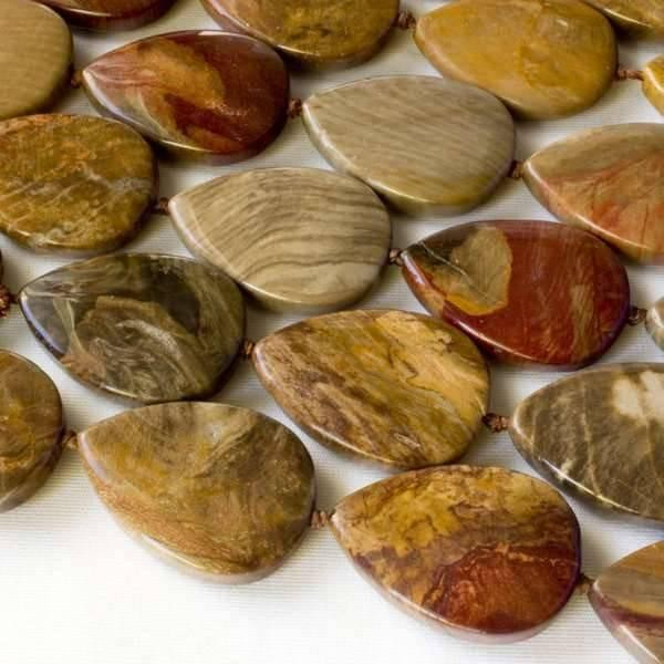 Petrified Wood Jasper 18x25mm Knotted Teardrop