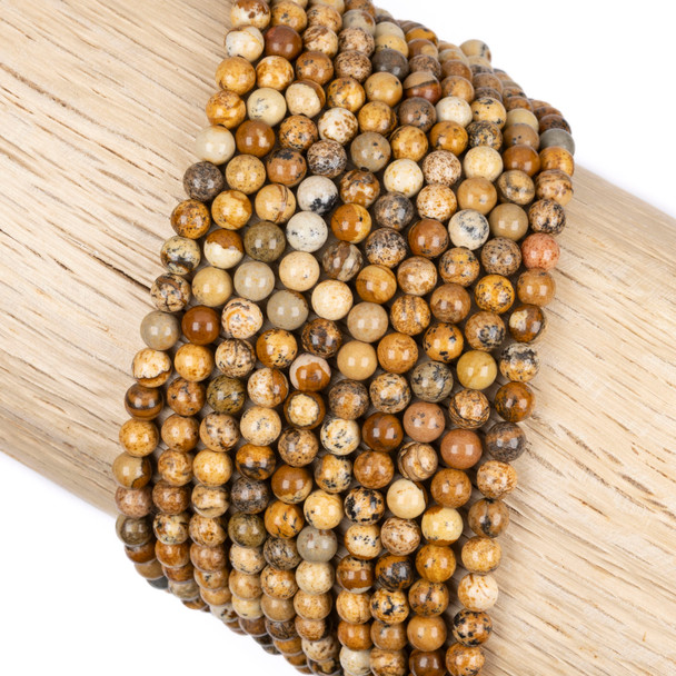 Cherry Tree Beads Picture Jasper 4mm Round Beads - 15.5 inch strand