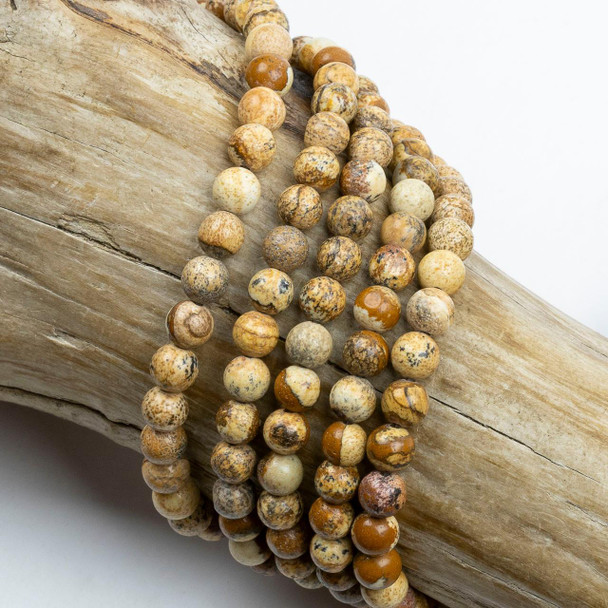 Cherry Tree Beads Picture Jasper 6mm Round Beads - 15 inch strand 