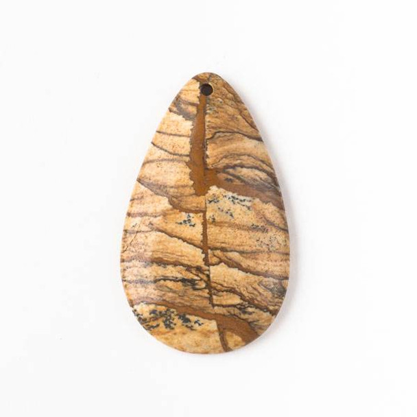 Picture Jasper 30x50mm Top Front to Back Drilled Teardrop Pendant with a Flat Back - 1 per bag