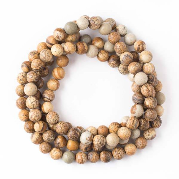 Picture Jasper 8mm Mala Round Beads - 36 inch strand