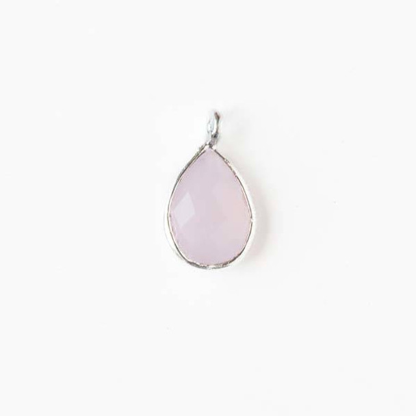 Pink Chalcedony approximately 8x14mm Teardrop Drop with a Silver Plated Brass Bezel