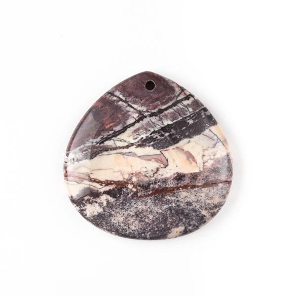 Cherry Tree Beads Porcelain Jasper 40mm Top Front to Back Drilled Almond Pendant with a Flat Back - 1 per bag 