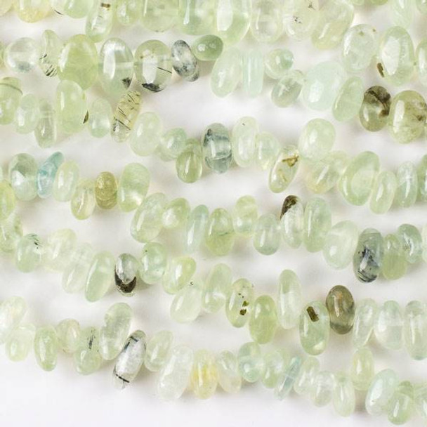 Prehnite Grade"AA"approximately 4x6-6x8mm Dancing Top Drilled Pebble Beads - 16 inch strand