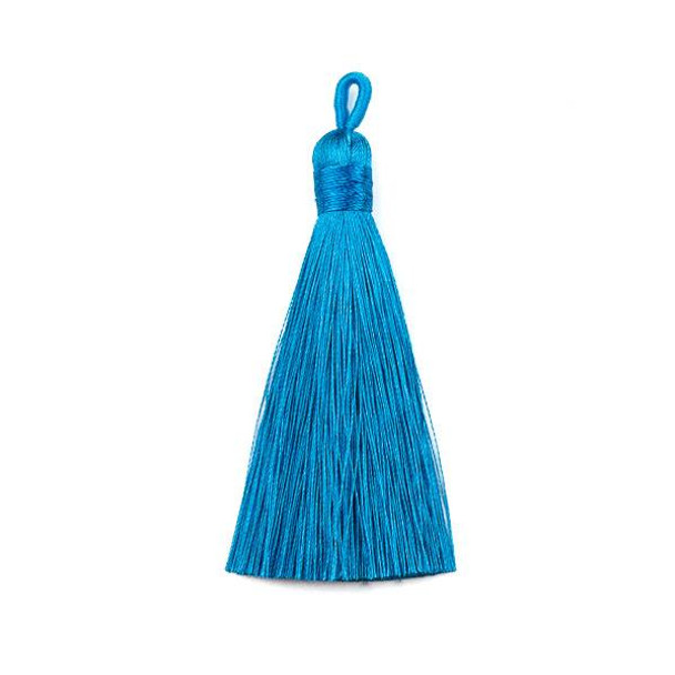 Azure Blue 3" Silky Thread Tassels - 2 per bag