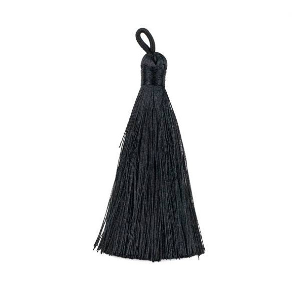 Black 3" Silky Thread Tassels - 2 per bag