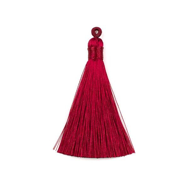 Wine Red 3" Silky Thread Tassels - 2 per bag