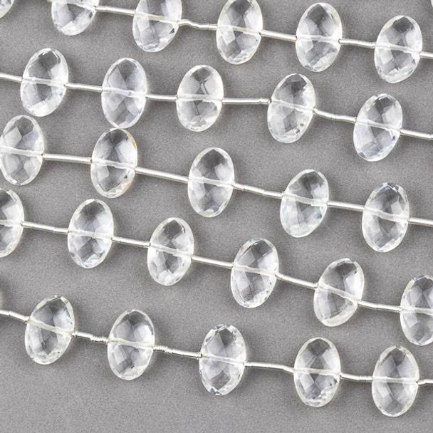 Quartz 7x11mm Horizonally Drilled Faceted Oval Beads - 8 inch strand