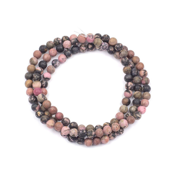 Cherry Tree Beads Matte Rhodonite 6mm Mala Round Beads - 115 beads per strand