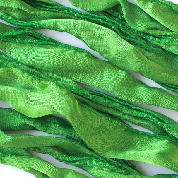 Hand Dyed Leaf Green Ribbon