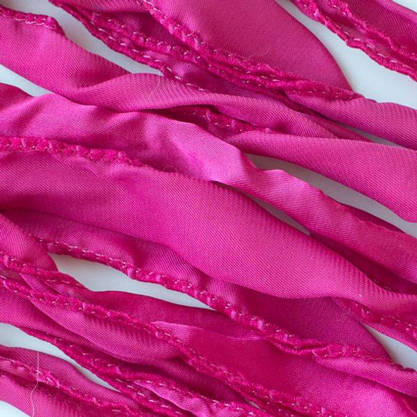 Hand Dyed Raspberry Fuschia Ribbon