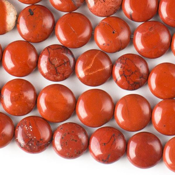 Red Jasper 10mm Coin Beads - approx. 8 inch strand, Set A