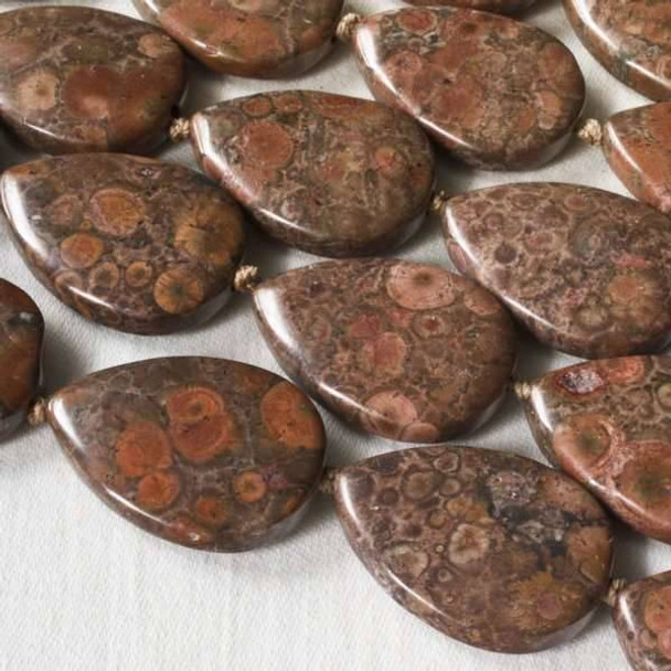 Red Orbicular Jasper 18x25mm Knotted Teardrop Beads - 15 inch strand