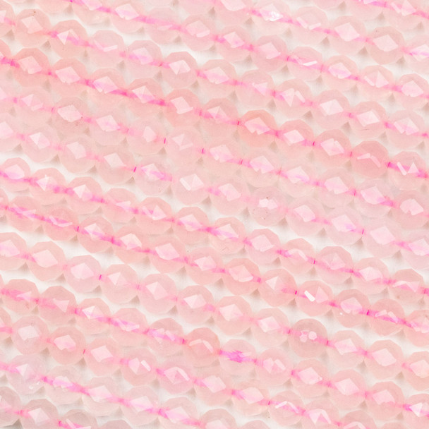 Rose Quartz 6mm Fancy Faceted Round Beads - 15 inch strand