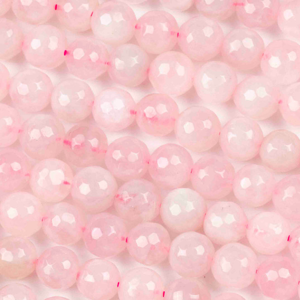 Rose Quartz 8mm Faceted Rounds - 15 inch strand