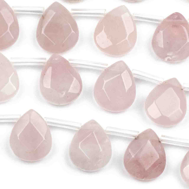 Rose Quartz Faceted 12x15mm Top Drilled Teardrop Beads - approx. 8 inch strand, Set B