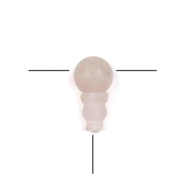 Matte rose quartz guru bead with 10mm round top and 7x10mm tower base, part of Cherry Tree Beads' natural gemstone beads collection, shown with measurement indicators.